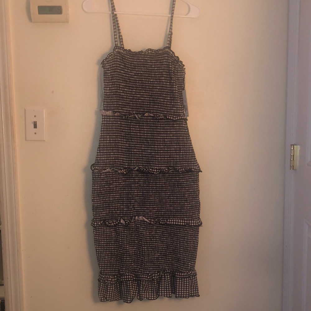 black and white knee length dress